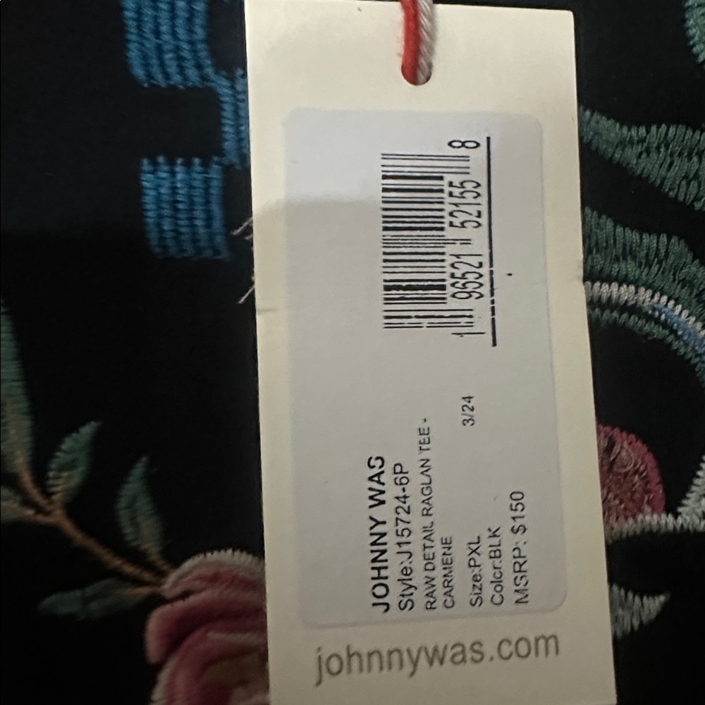 NWT Johnny Was Carmene Raw Detail Raglan $150 Tee - Picture 9 of 16